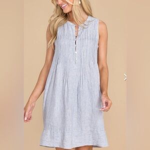 Faherty Classic ISHA  Dress Mini Blue Stripe Linen Dress  XS